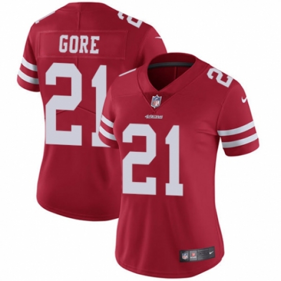 Women's Nike San Francisco 49ers #21 Frank Gore Red Team Color Vapor Untouchable Elite Player NFL Jersey - Ujersey