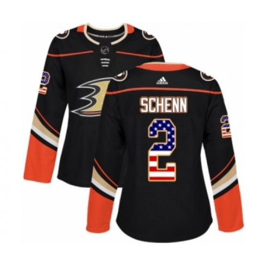 Women's Adidas Anaheim Ducks #2 Luke Schenn Authentic Black USA Flag Fashion NHL Jersey - Ujersey