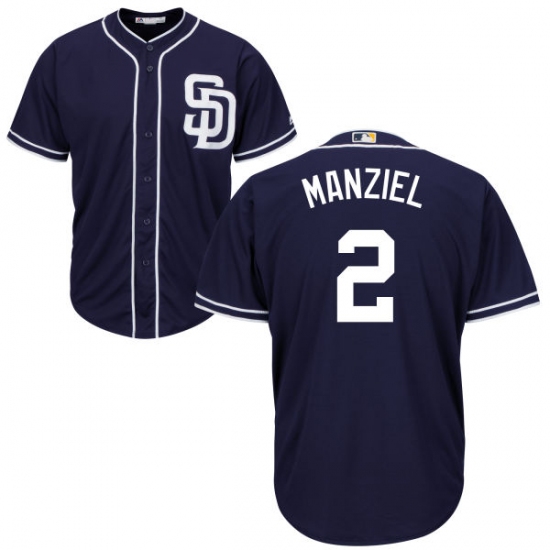 Men's Majestic San Diego Padres #2 Johnny Manziel Replica Navy Blue Alternate 1 Cool Base MLB Jersey - Ujersey