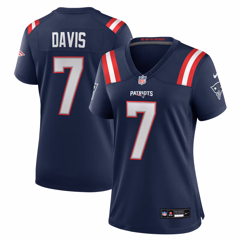 Women's New England Patriots Carlton Davis Nike Navy Team Game Jersey - U-jersey