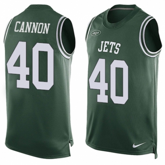 Men's Nike New York Jets #40 Trenton Cannon Limited Green Player Name & Number Tank Top NFL Jersey - Ujersey