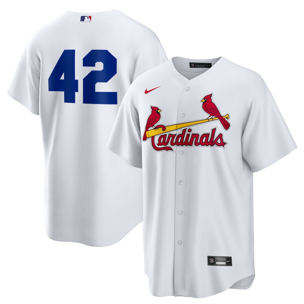 Men's St. Louis Cardinals Nike White Home  2025 Jackie Robinson Day Replica Jersey