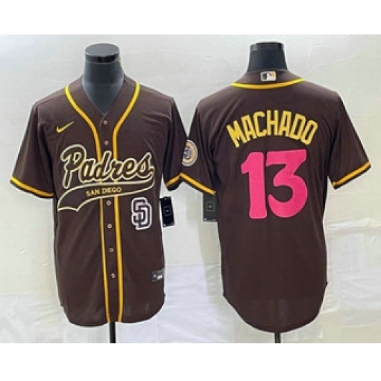 Men's San Diego Padres #13 Manny Machado Brown NEW 2023 City Connect Cool Base Stitched Jersey 1 - Ujersey