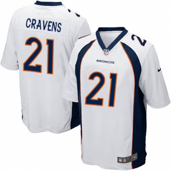 Men's Nike Denver Broncos #21 Su'a Cravens Game White NFL Jersey - Ujersey