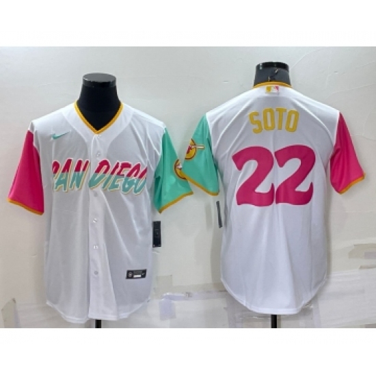 Men's San Diego Padres #22 Juan Soto White 2022 City Connect Cool Base Stitched Jersey - Ujersey