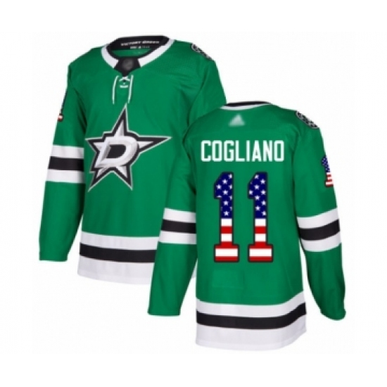 Men's Dallas Stars #11 Andrew Cogliano Authentic Green USA Flag Fashion Hockey Jersey - Ujersey