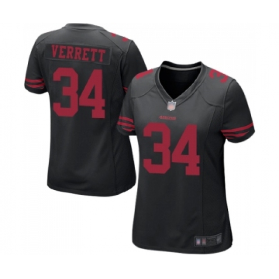 Women's San Francisco 49ers #34 Jason Verrett Game Black Football Jersey - Ujersey