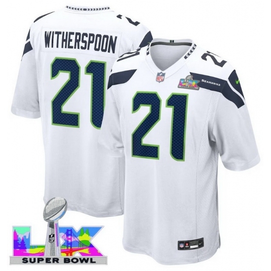 Men's Seattle Seahawks #21 Devon Witherspoon White 2025 2026 Super Bowl LX F U S E Stitched Jersey - Ujersey