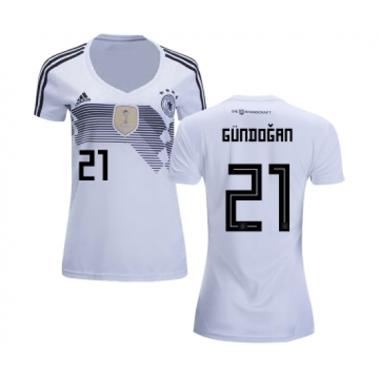 Women's Germany #21 Gundogan White Home Soccer Country Jersey