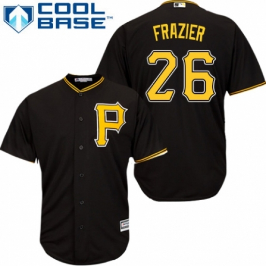 Youth Majestic Pittsburgh Pirates #26 Adam Frazier Replica Black Alternate Cool Base MLB Jersey - Ujersey