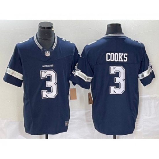Men's Nike Dallas Cowboys #3 Brandin Cooks Navy Blue 2023 FUSE Vapor Stitched Jersey - Ujersey