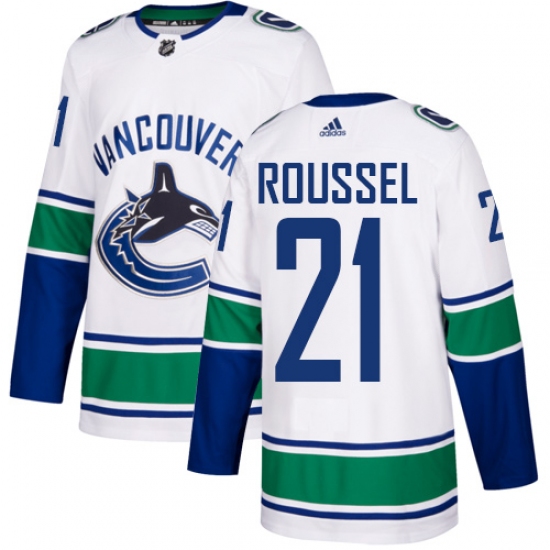Men's Adidas Vancouver Canucks #21 Antoine Roussel Authentic White Away NHL Jersey - Ujersey