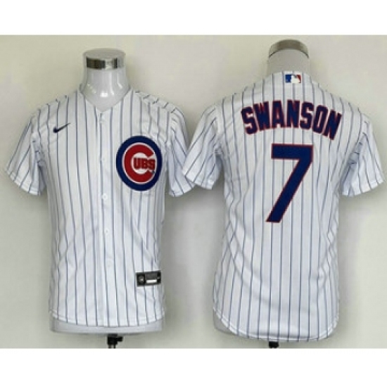 Youth Chicago Cubs #7 Dansby Swanson White Stitched MLB Cool Base Nike Jersey - Ujersey
