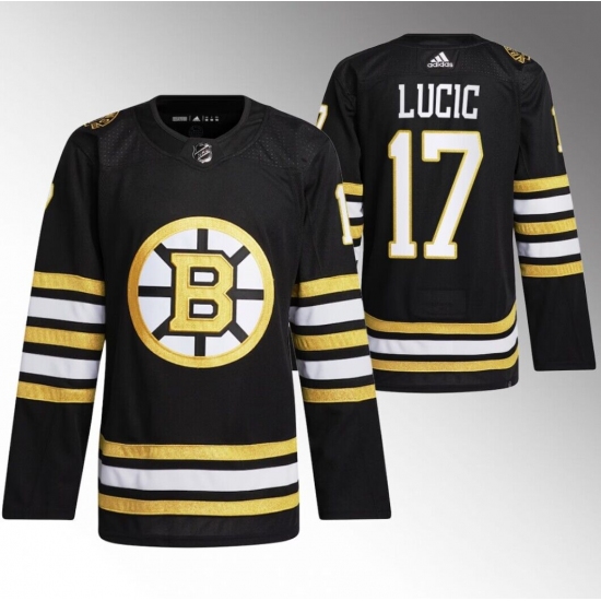 Men's Boston Bruins #17 Milan Lucic Black 100th Anniversary StitchedStitched Jersey - Ujersey