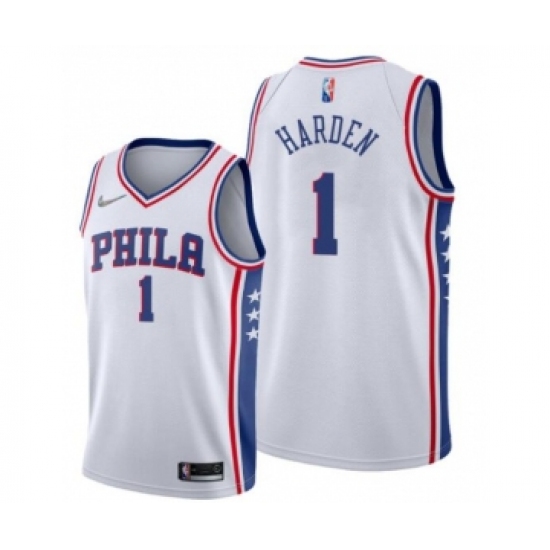 Men's James Harden #1 Philadelphia 76ers Association Edition White Jersey - Ujersey