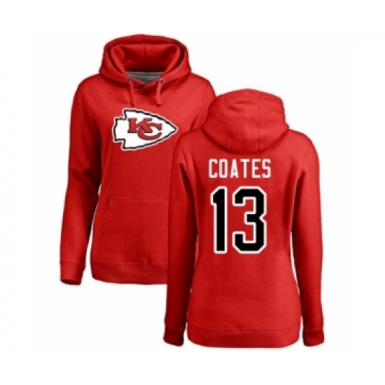 Football Women's Kansas City Chiefs #13 Sammie Coates Red Name & Number Logo Pullover Hoodie - Ujersey