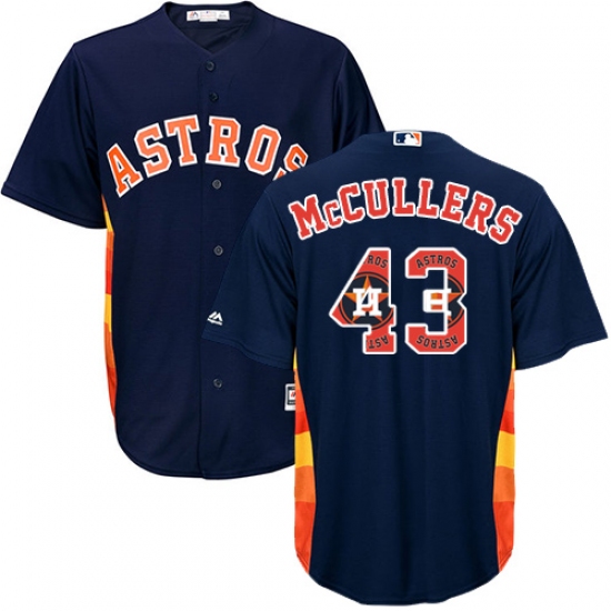Men's Majestic Houston Astros #43 Lance McCullers Authentic Navy Blue Team Logo Fashion Cool Base MLB Jersey - Ujersey