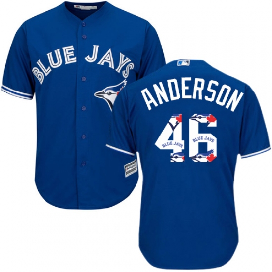 Men's Majestic Toronto Blue Jays #46 Brett Anderson Authentic Blue Team Logo Fashion MLB Jersey - Ujersey