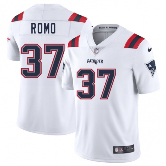 Men's New England Patriots #37 Parker Romo White 2025 Vapor Limited Football Stitched Jersey - Ujersey