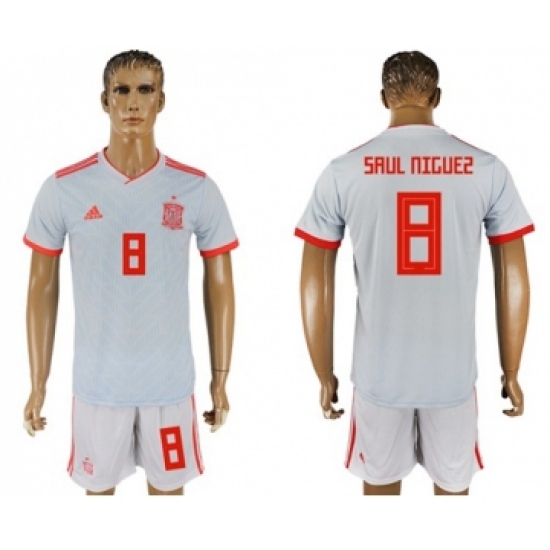 Spain #8 Saul Niguez Away Soccer Country Jersey