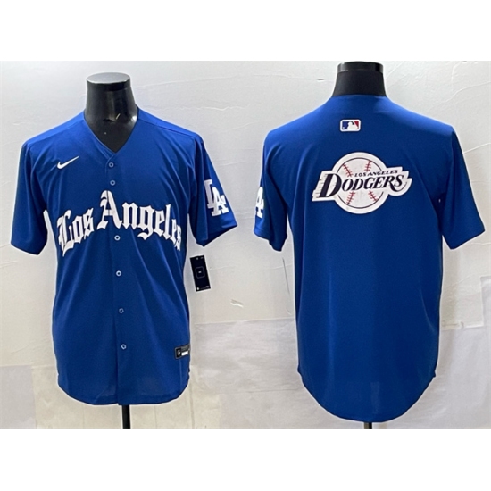Men's Los Angeles Dodgers Team Big Logo Blue 2025 LA Gothic Style With Fernando Vapor Premier Limited Stitched Baseball Jersey - Ujersey