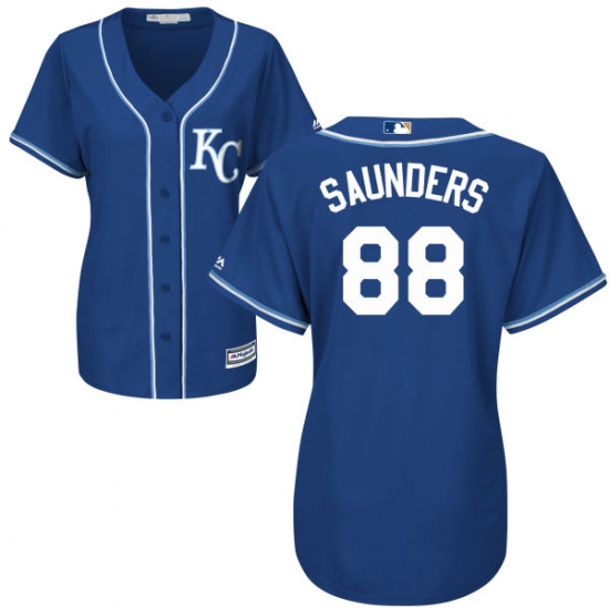 Women's Majestic Kansas City Royals #88 Michael Saunders Replica Blue Alternate 2 Cool Base MLB Jersey
