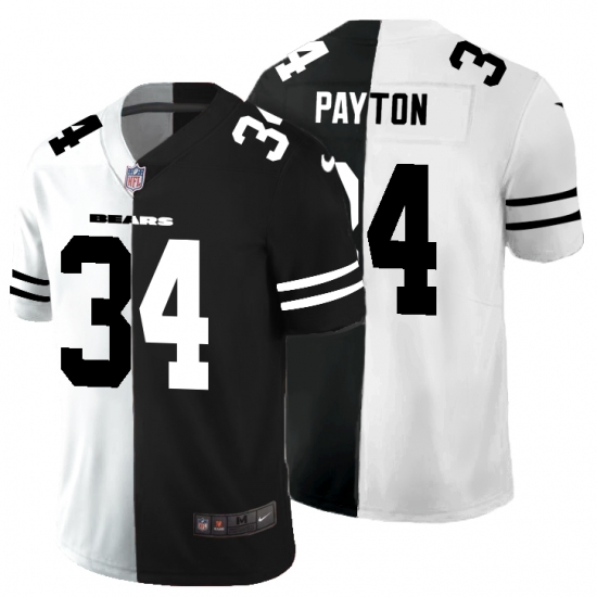 Men's Chicago Bears #34 Walter Payton Black White Limited Split Fashion Football Jersey - Ujersey
