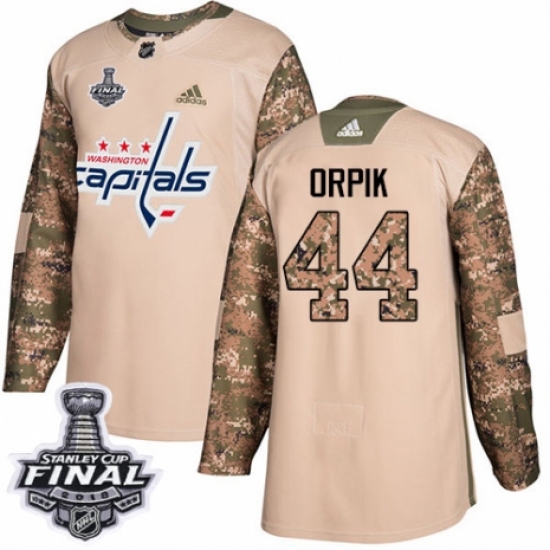 Youth Adidas Washington Capitals #44 Brooks Orpik Authentic Camo Veterans Day Practice 2018 Stanley Cup Final NHL Jersey - Ujersey