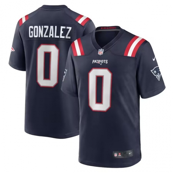 Men's New England Patriots #0 Christian Gonzalez Navy Stitched Game Jersey - Ujersey