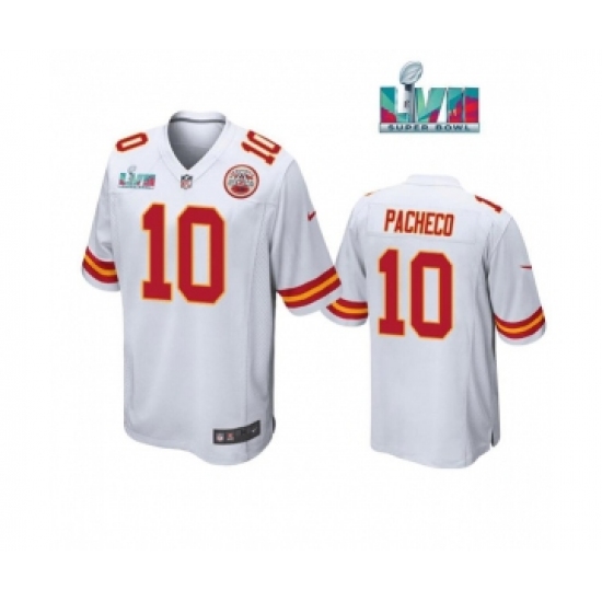 Men’s Kansas City Chiefs #10 Isaih Pacheco White Super Bowl LVII Patch Stitched Game Jersey - Ujersey