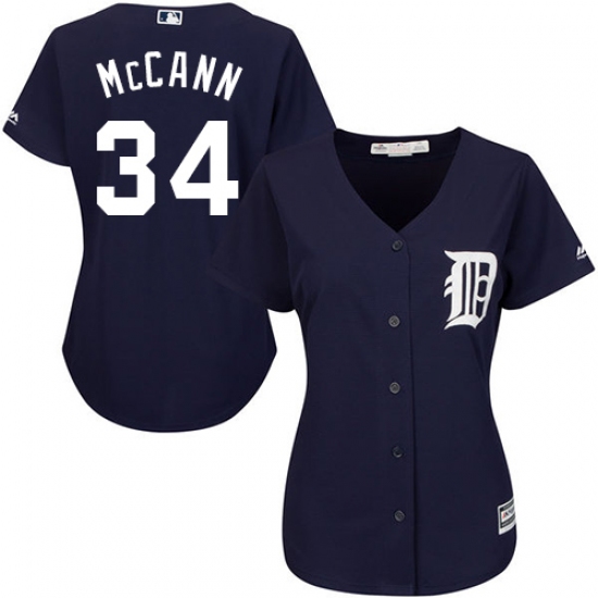 Women's Majestic Detroit Tigers #34 James McCann Authentic Navy Blue Alternate Cool Base MLB Jersey - Ujersey