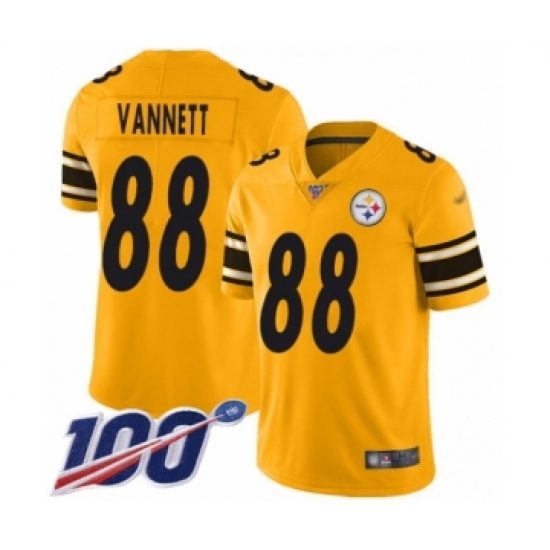 Men's Pittsburgh Steelers #88 Nick Vannett Limited Gold Inverted Legend 100th Season Football Jersey - Ujersey