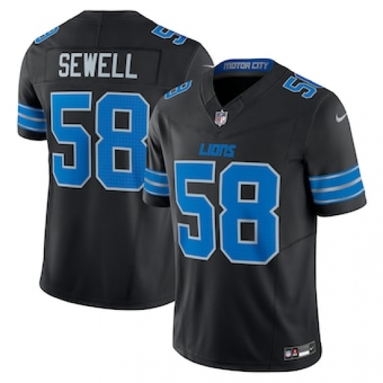 Men's Detroit Lions #58 Penei Sewell Nike Black Vapor F.U.S.E. Alternate Limited Jersey - Ujersey