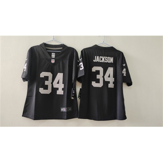 Women's Las Vegas Raiders #34 Bo Jackson Black Vapor Stitched Jersey(Run Small) - Ujersey
