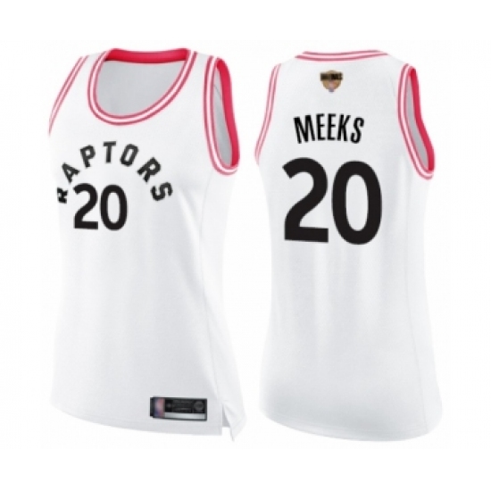 Women's Toronto Raptors #20 Jodie Meeks Swingman White Pink Fashion 2019 Basketball Finals Bound Jersey - Ujersey