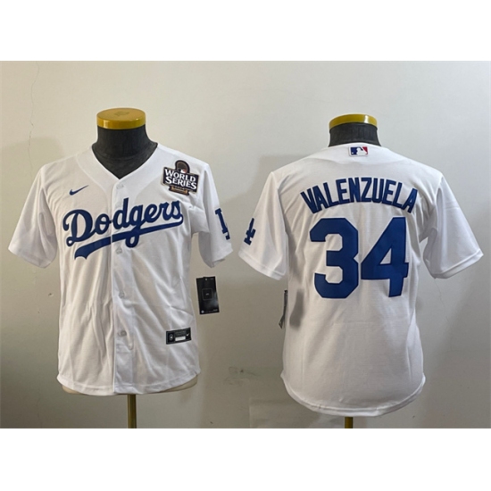 Women's Los Angeles Dodgers #34 Fernando Valenzuela White 2024 World Series Cool Base Stitched Baseball Jersey(Run Small) - Ujersey