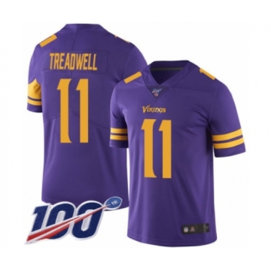Men's Minnesota Vikings #11 Laquon Treadwell Limited Purple Rush Vapor Untouchable 100th Season Football Jersey - Ujersey