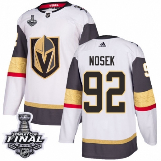 Youth Adidas Vegas Golden Knights #92 Tomas Nosek Authentic White Away 2018 Stanley Cup Final NHL Jersey - Ujersey