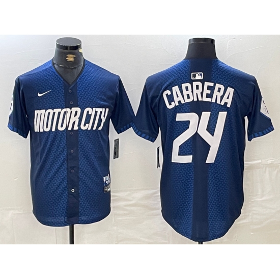 Men's Detroit Tigers #24 Miguel Cabrera Navy 2024 City Connect Cool Base Limited Stitched Jersey - Ujersey
