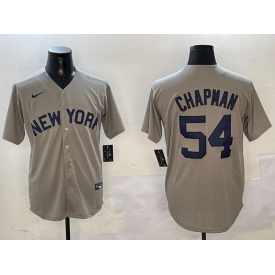 Men's New York Yankees #54 Aroldis Chapman Grey Cool Base Stitched Baseball Jersey - Ujersey