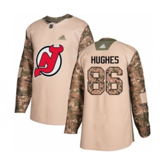 Youth New Jersey Devils #86 Jack Hughes Authentic Camo Veterans Day Practice Hockey Jersey - Ujersey