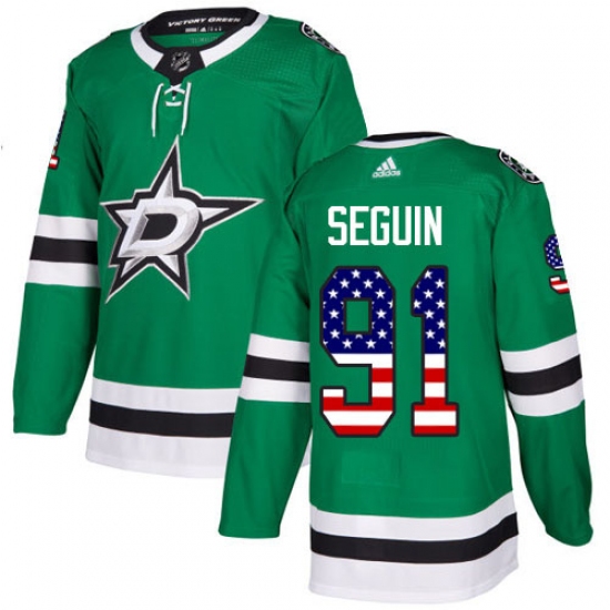 Men's Adidas Dallas Stars #91 Tyler Seguin Authentic Green USA Flag Fashion NHL Jersey - Ujersey