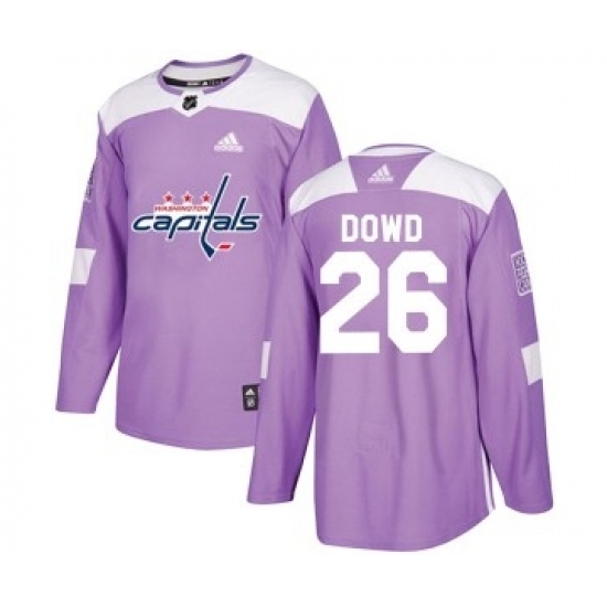 Men's Washington Capitals #26 Nic Dowd Adidas Authentic Fights Cancer Practice Jersey - Purple - Ujersey