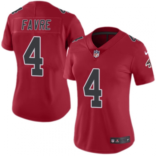 Women's Nike Atlanta Falcons #4 Brett Favre Limited Red Rush Vapor Untouchable NFL Jersey - Ujersey