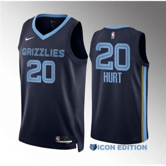 Men's Memphis Grizzlies #20 Matthew Hurt Navy Icon Edition Stitched Jersey - Ujersey