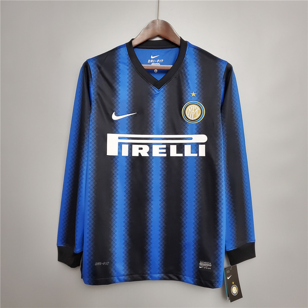 Inter Milan Jersey Custom Home Retro Soccer Jersey Long Sleeve 2010/11 - Ujersey NHL