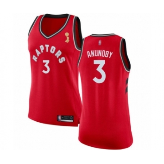 Women's Toronto Raptors #3 OG Anunoby Swingman Red 2019 Basketball Finals Champions Jersey - Icon Edition - Ujersey