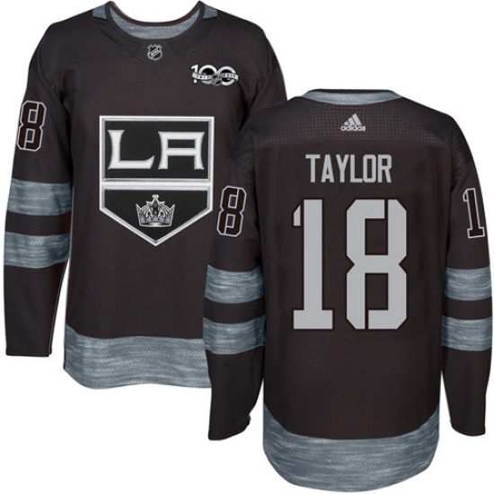 Men's Adidas Los Angeles Kings #18 Dave Taylor Premier Black 1917-2017 100th Anniversary NHL Jersey