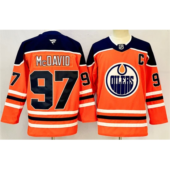Men's Edmonton Oilers #97 Connor McDavid Orange 2024-25 With C Heritage Classic Primegreen Stitched Jersey - Ujersey