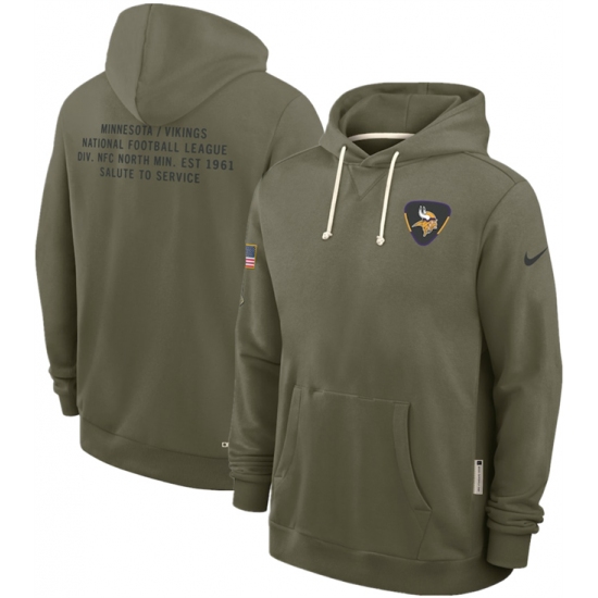 Men's Minnesota Vikings Olive 2025 Salute to Service Pullover Hoodie - Ujersey
